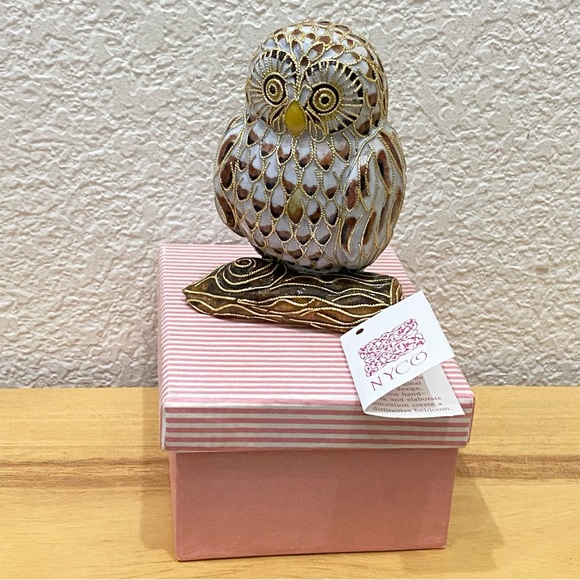 Vintage NYCO Nikki Yassaman Owl Faberge Enameled Art Figurine NOS - Picture 3 of 13